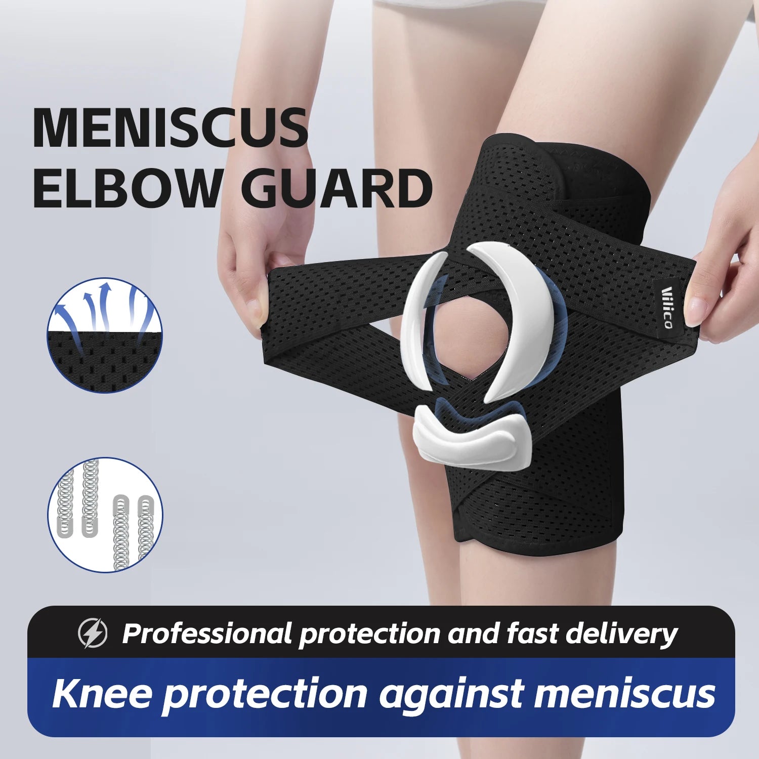 Sports Kneepad Pressurized Elastic Knee Pads Knee Support Joints Protector Fitness Gear Injury Recovery Brace Protector Non-Slip