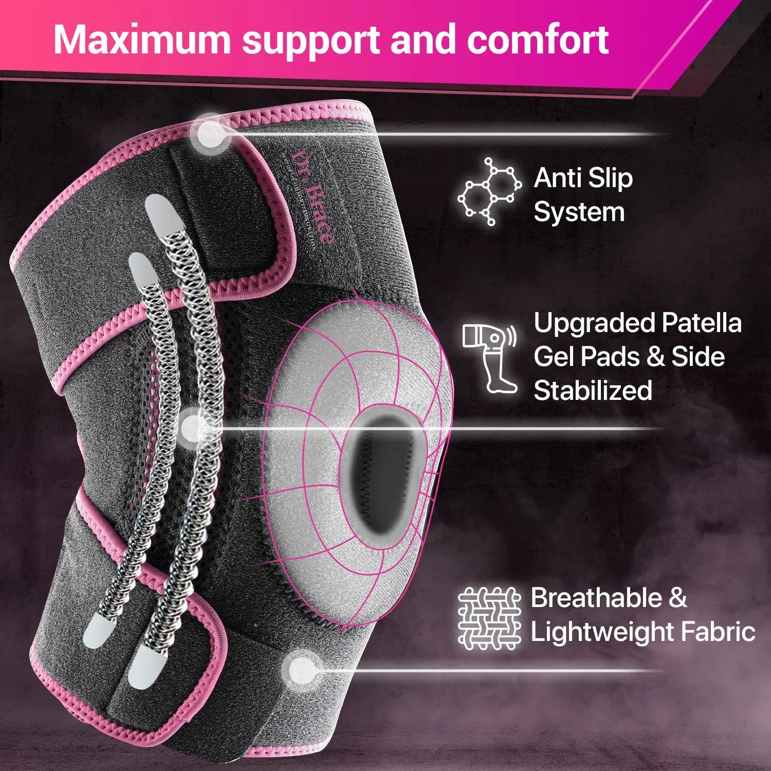 1PCS Knee Brace for Women & Men with Side Stabilizers, Patella Knee Brace for Knee Support for Running, Basketball hikking