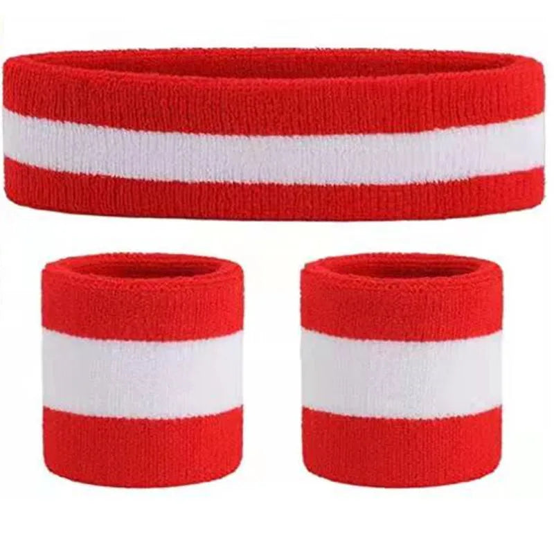 Striped Wrist Brace Hair Band Sport Socks Set Sweat-absorbing Headband Wristband Football Socks Table Tennis Wrist Band