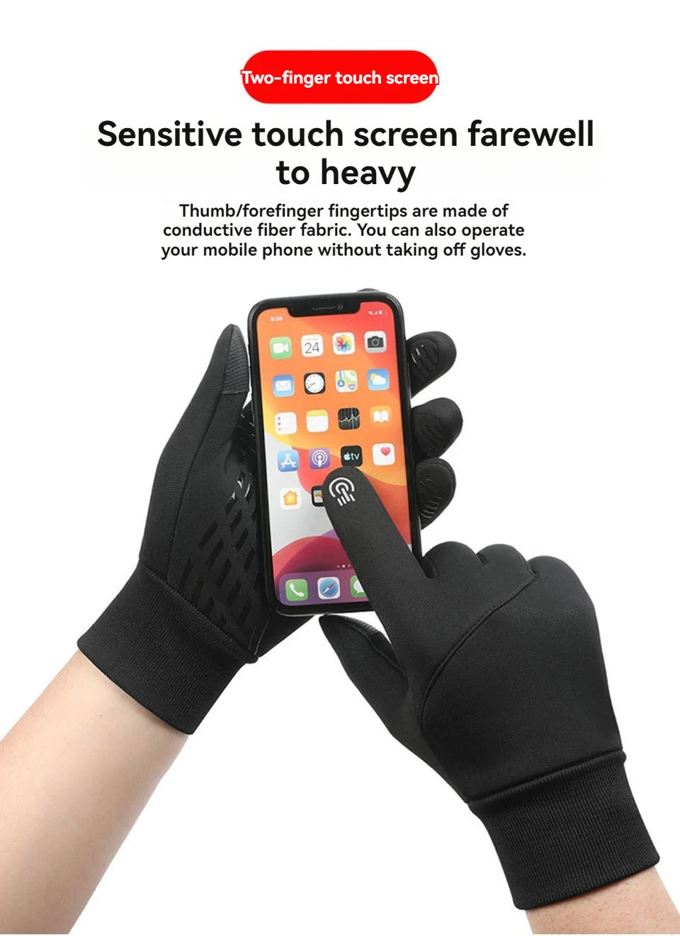 GTUBIKE Cycling Gloves for Men Women Motorcyclist Autumn Winter Warm Camping Gloves Ski Bicycle Velvet Touch Screen Waterproof