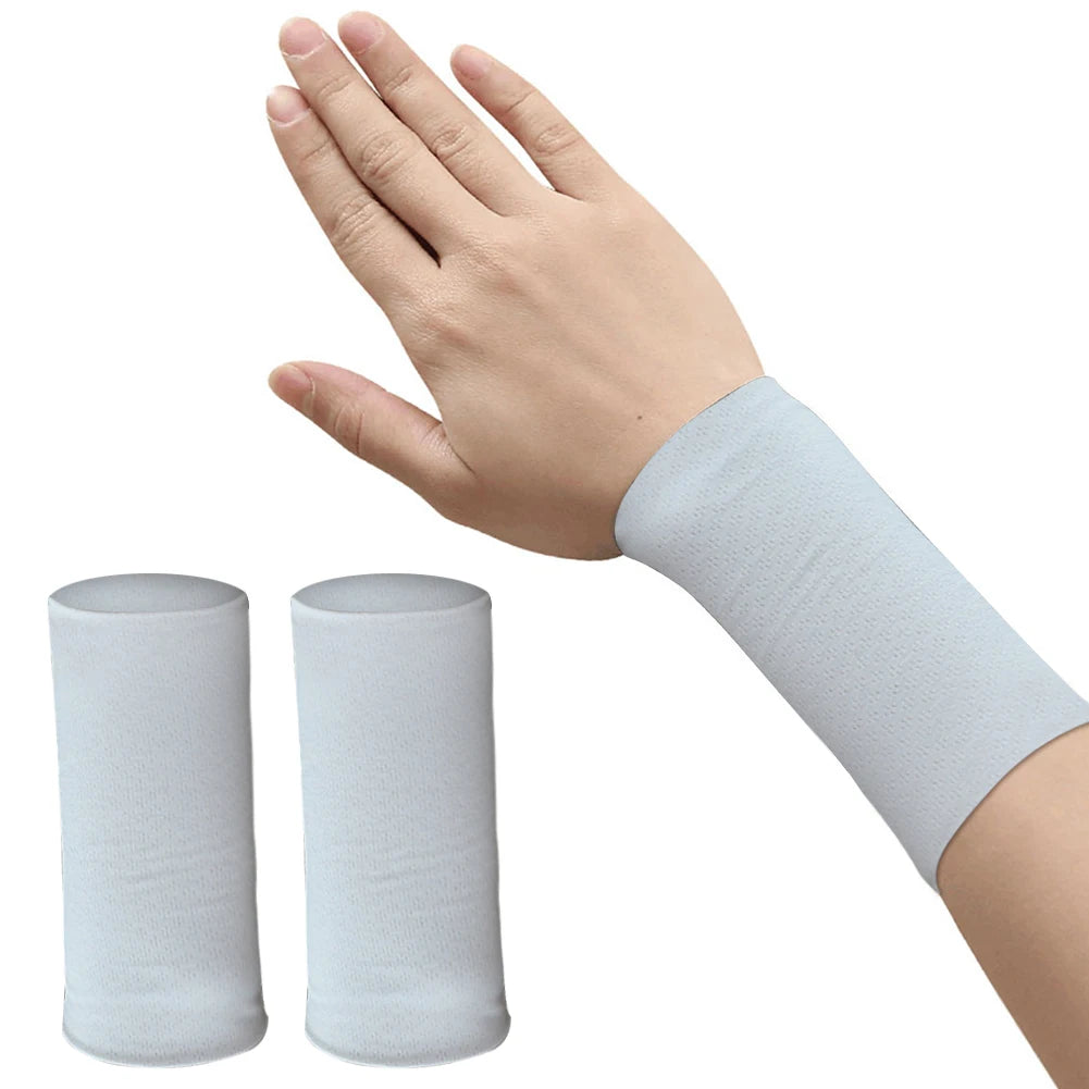 1 Pair Elastic Wristband Wrist Brace Breathable Summer Ice Silk Cooling Sweat-absorbent Sports Cycling Running Wrist Straps