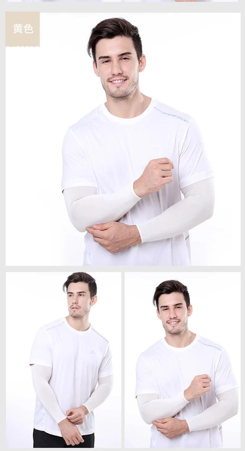 2Pcs Unisex Cooling Arm Sleeves Cover Sports Running UV Sun Protection Outdoor Men Fishing Cycling Sleeves for Hide Tattoos