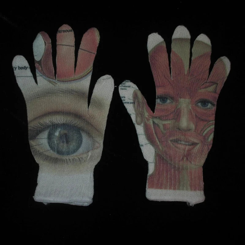 Women Knitted Glove Winter Screen High Fashion Ladies Glove Thicken Warm Compression Men Casual Mitten Y2K figure Pattern Gothic