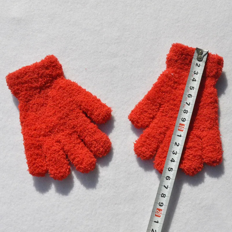 Lamb Fleece Children Gloves Winter Thick Kids Plush Glove 5-11year Girl Boy Hand Warmer Solid Color Baby Five Fingers Mittens 장갑