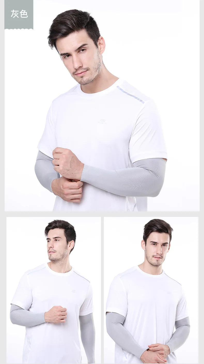 2Pcs Unisex Cooling Arm Sleeves Cover Sports Running UV Sun Protection Outdoor Men Fishing Cycling Sleeves for Hide Tattoos