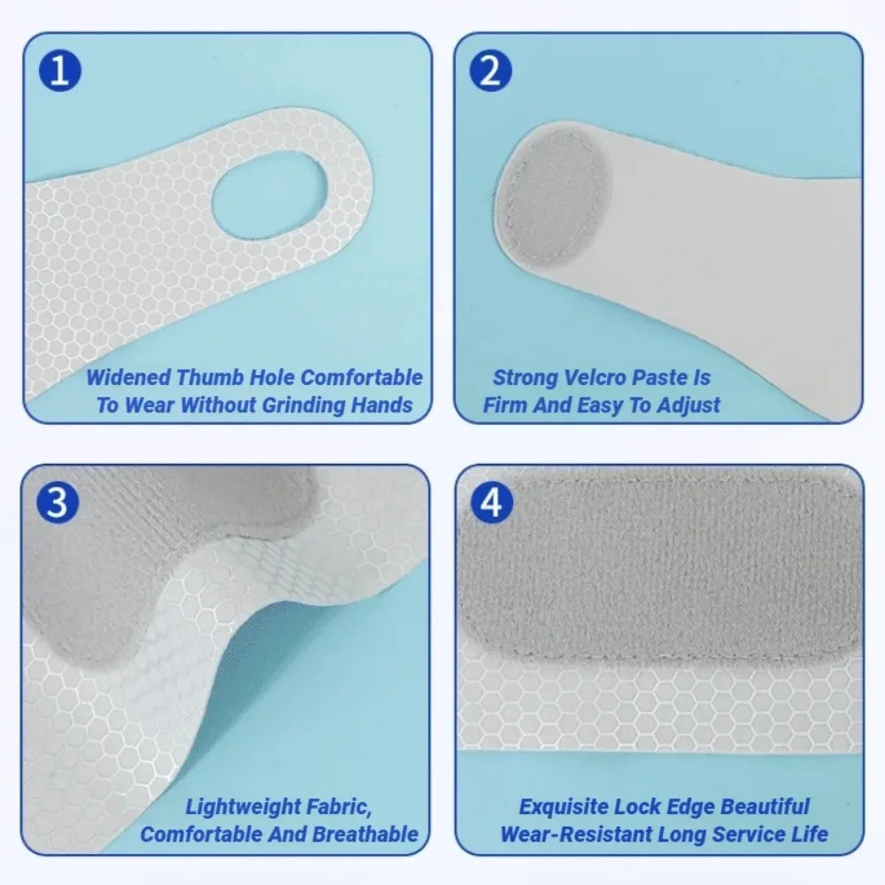 Adjustable ultra-thin wristband  Helps relieve sprain pain  Breathable support