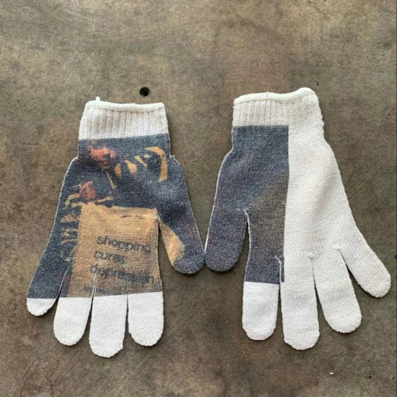 Women Knitted Glove Winter Screen High Fashion Ladies Glove Thicken Warm Compression Men Casual Mitten Y2K figure Pattern Gothic