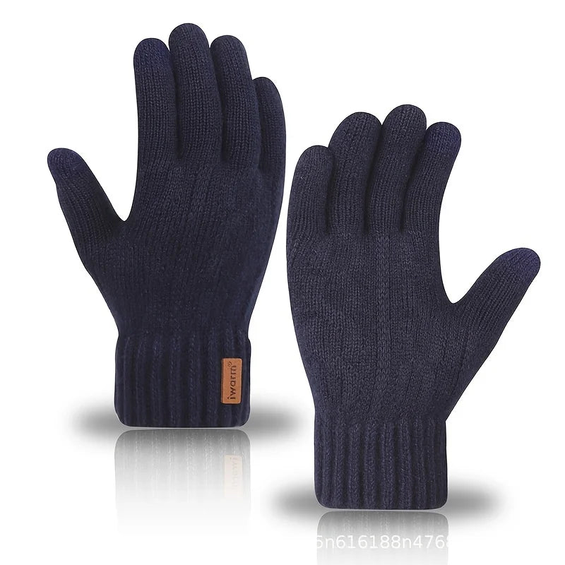 Winter Warm Alpaca Wool Gloves Full Finger Touchscreen Cashmere Gloves Men's Woman Thickening Knitted Cycling Driving Gloves