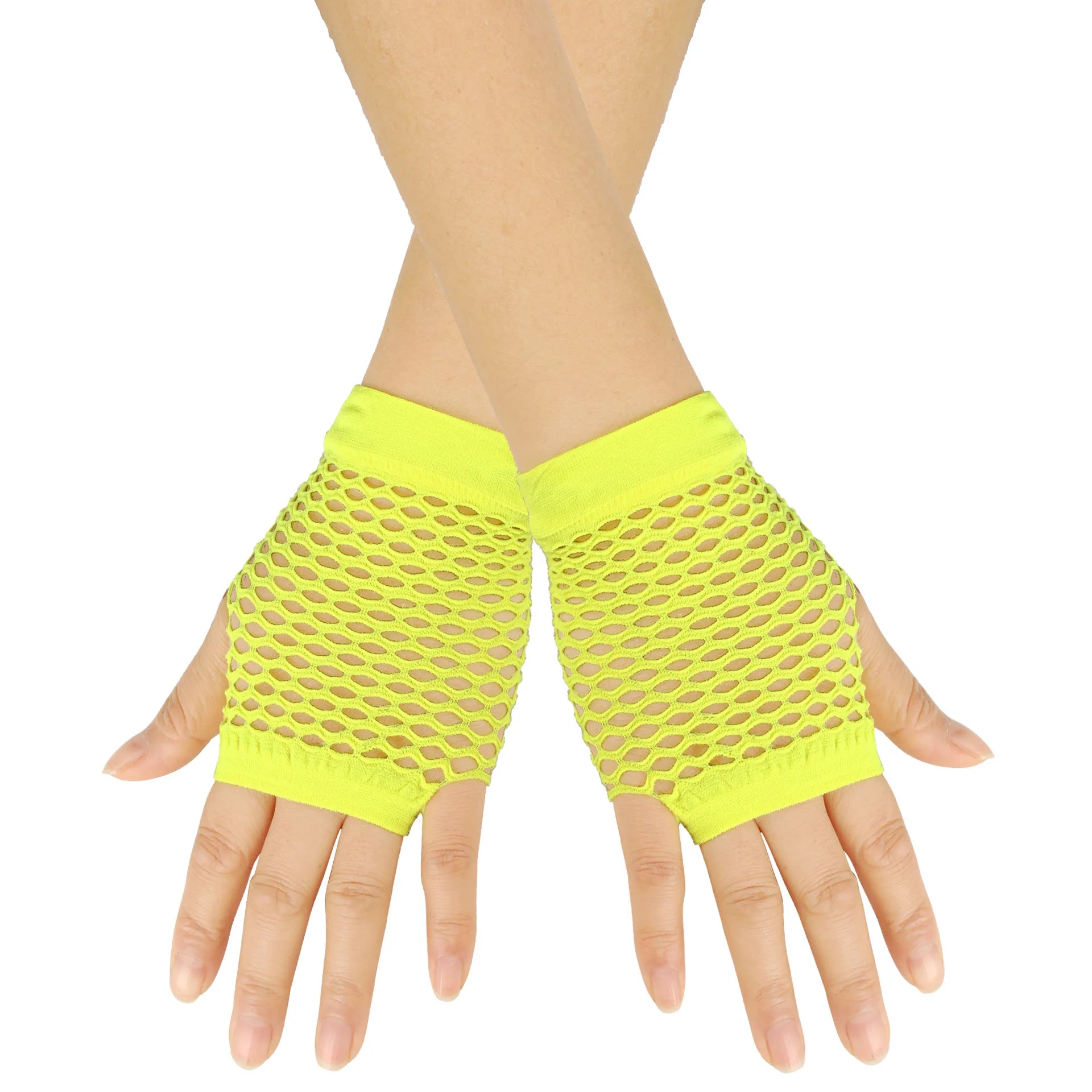 Solid color high-quality fingerless short fishing net gloves Fishing net fancy party dance mesh short gloves