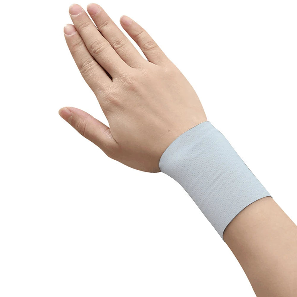 1 Pair Elastic Wristband Wrist Brace Breathable Summer Ice Silk Cooling Sweat-absorbent Sports Cycling Running Wrist Straps