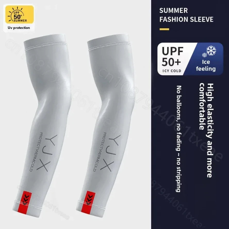 1Pair Summer Arm Sleeves for Running Outdoor Cycling Driving Breathable Ice Silk Elastic Sun Protection Men Women Arm Cover