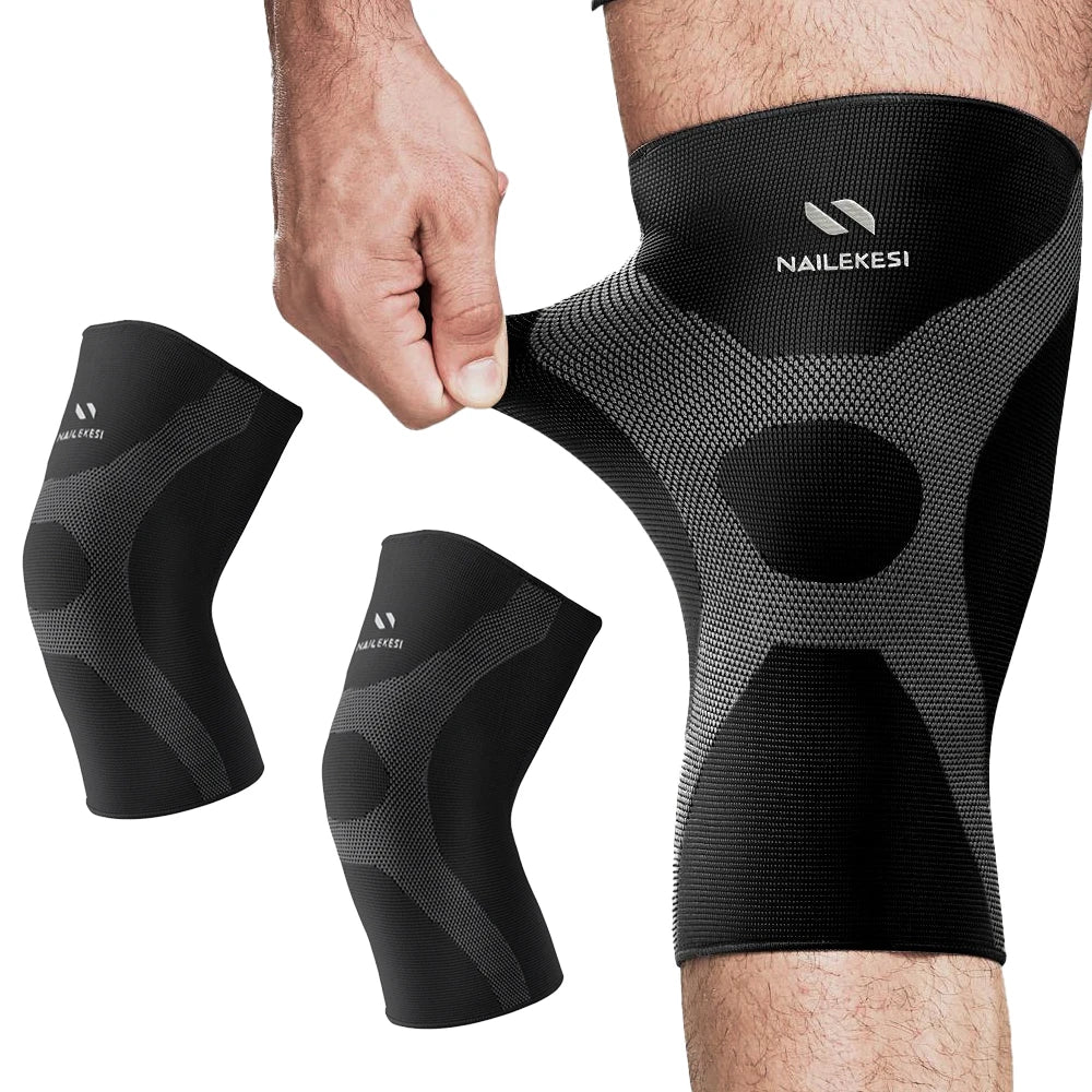 1 Pair Plus Size Knee Brace Support, New Knee Compression Sleeve for Running, Hiking, Basketball, Arthritis, ACL, Meniscus Tear