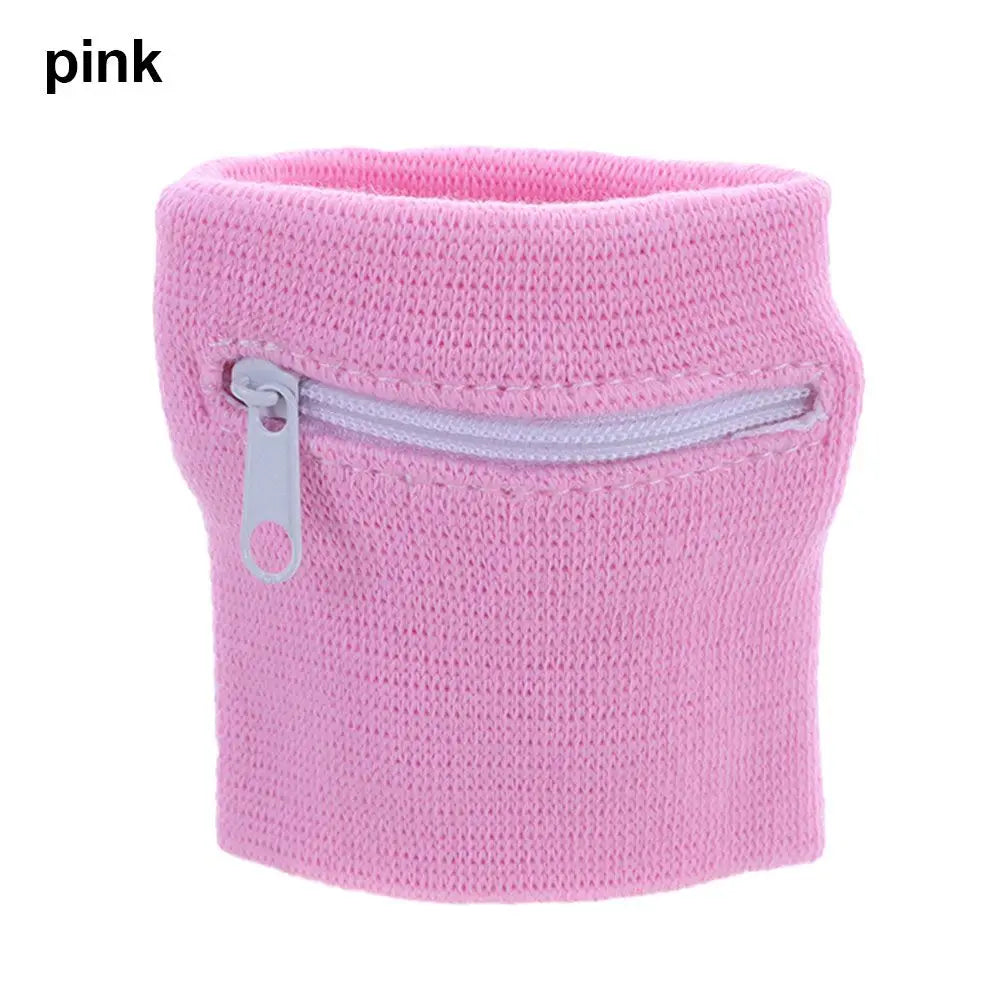 1PC Sports Wristband Purse Bag with Zipper Wrist Protection Absorbent Sleeve Towel Band Outdoor Running Travel Bike Key Pocket
