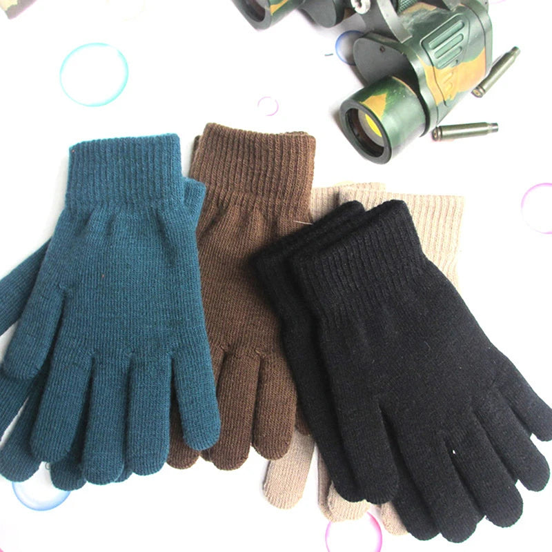 Winter Warm Gloves Five Fingers Touch-screen Knitted Thick Gloves Outdoor Cycling Students Windproof Finger Covers