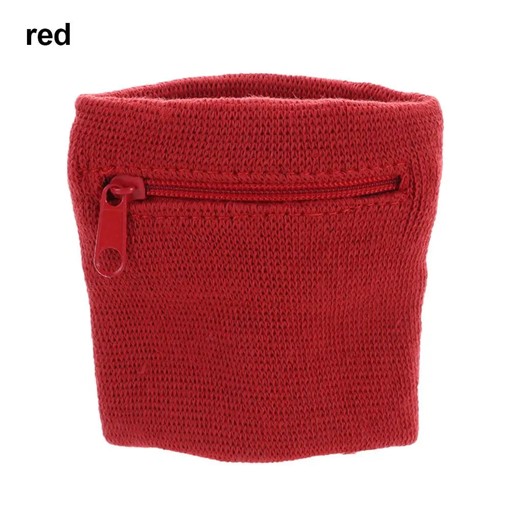 1PC Sports Wristband Purse Bag with Zipper Wrist Protection Absorbent Sleeve Towel Band Outdoor Running Travel Bike Key Pocket