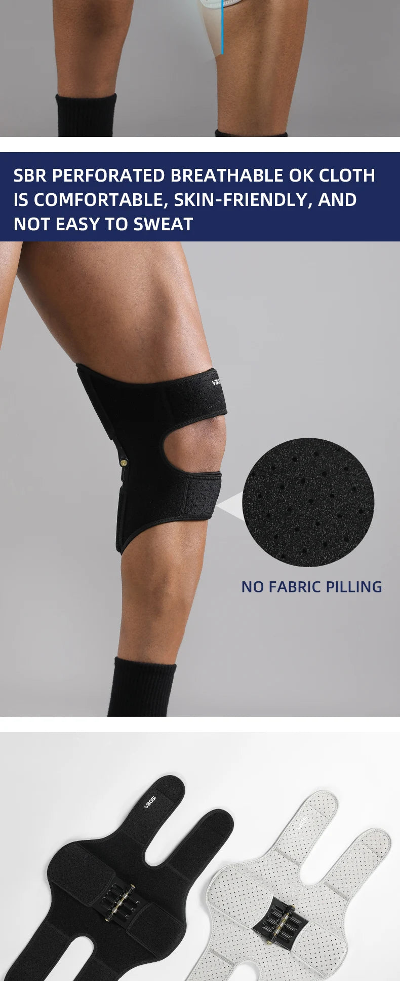 VBOSi 1 Pair Adjustable Knee Brace with Triple-Spring Booster Men Women Rebound Stabilizer for Sports Training & Squat Support