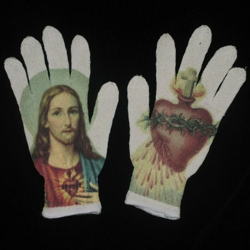 Women Knitted Glove Winter Screen High Fashion Ladies Glove Thicken Warm Compression Men Casual Mitten Y2K figure Pattern Gothic