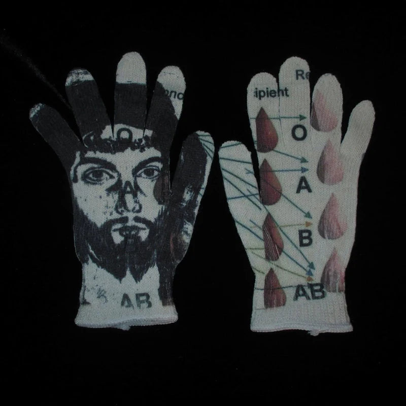 Women Knitted Glove Winter Screen High Fashion Ladies Glove Thicken Warm Compression Men Casual Mitten Y2K figure Pattern Gothic