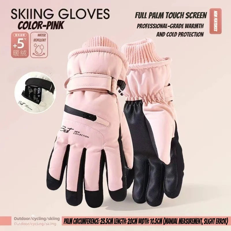 Winter Cycling Gloves Non Slip Touch Ski Gloves Snowboard Accessories Waterproof Pocket Warm Men's and Women's Gloves