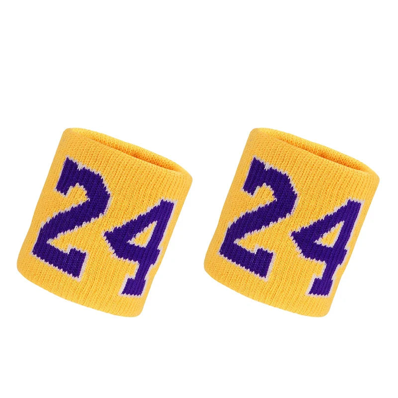 1 Pair Basketball Fitness Wristband Sport Sweatband Number 24 Sweat Wrist Support Brace Suitable For Gym Volleyball Safety Wrist