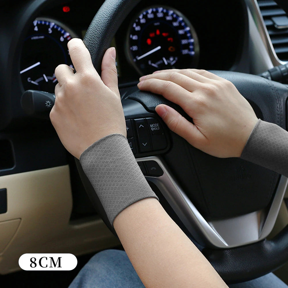 1 Pair Elastic Wristband Wrist Brace Breathable Summer Ice Silk Cooling Sweat-absorbent Sports Cycling Running Wrist Straps