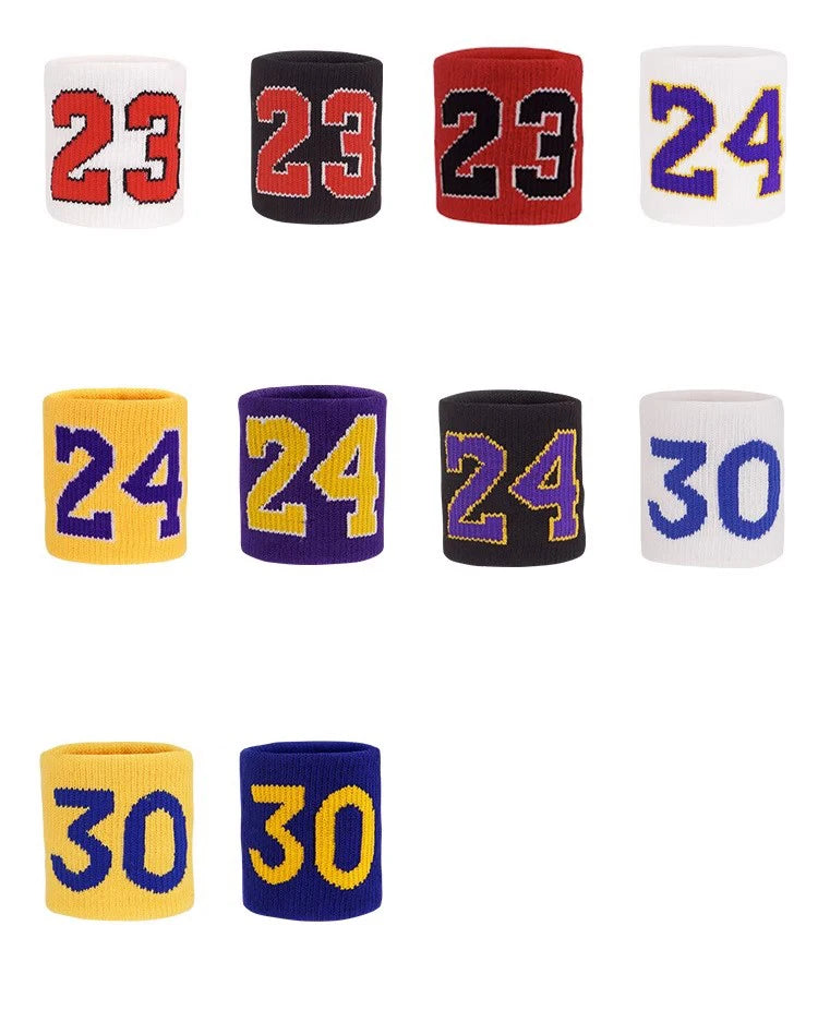 1 Pair Basketball Fitness Wristband Sport Sweatband Number 24 Sweat Wrist Support Brace Suitable For Gym Volleyball Safety Wrist