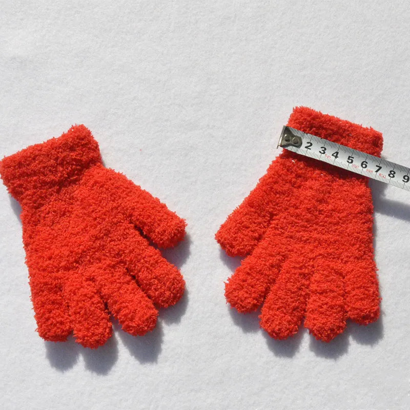 Lamb Fleece Children Gloves Winter Thick Kids Plush Glove 5-11year Girl Boy Hand Warmer Solid Color Baby Five Fingers Mittens 장갑