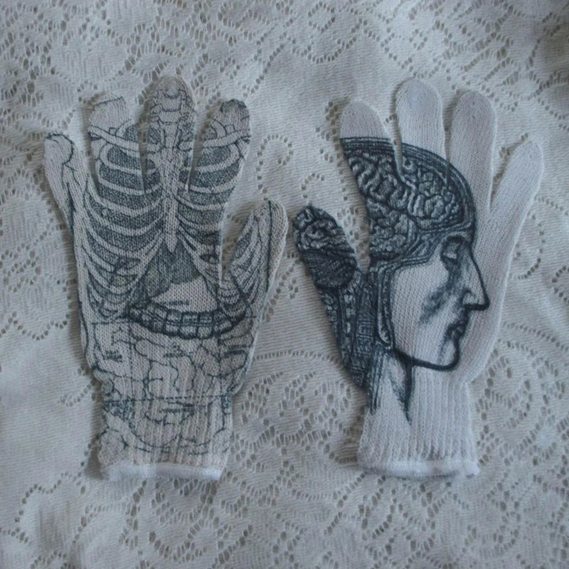 Women Knitted Glove Winter Screen High Fashion Ladies Glove Thicken Warm Compression Men Casual Mitten Y2K figure Pattern Gothic