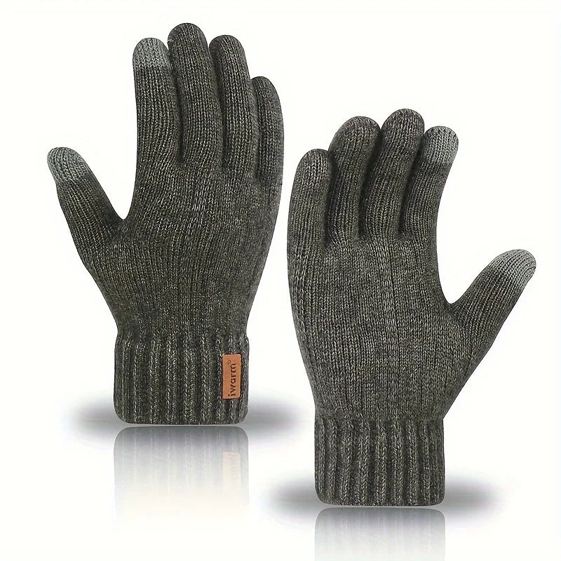 Winter Warm Alpaca Wool Gloves Full Finger Touchscreen Cashmere Gloves Men's Woman Thickening Knitted Cycling Driving Gloves