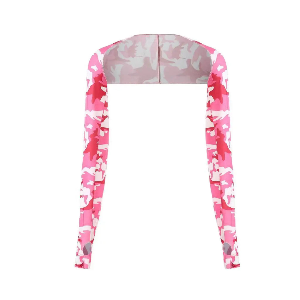 One-piece Ultra-thin Shawl Arm Sleeves Ice Silk Long Gloves Breathable Sun Protection Anti UV Hand Cover Warmer Outdoor Sports