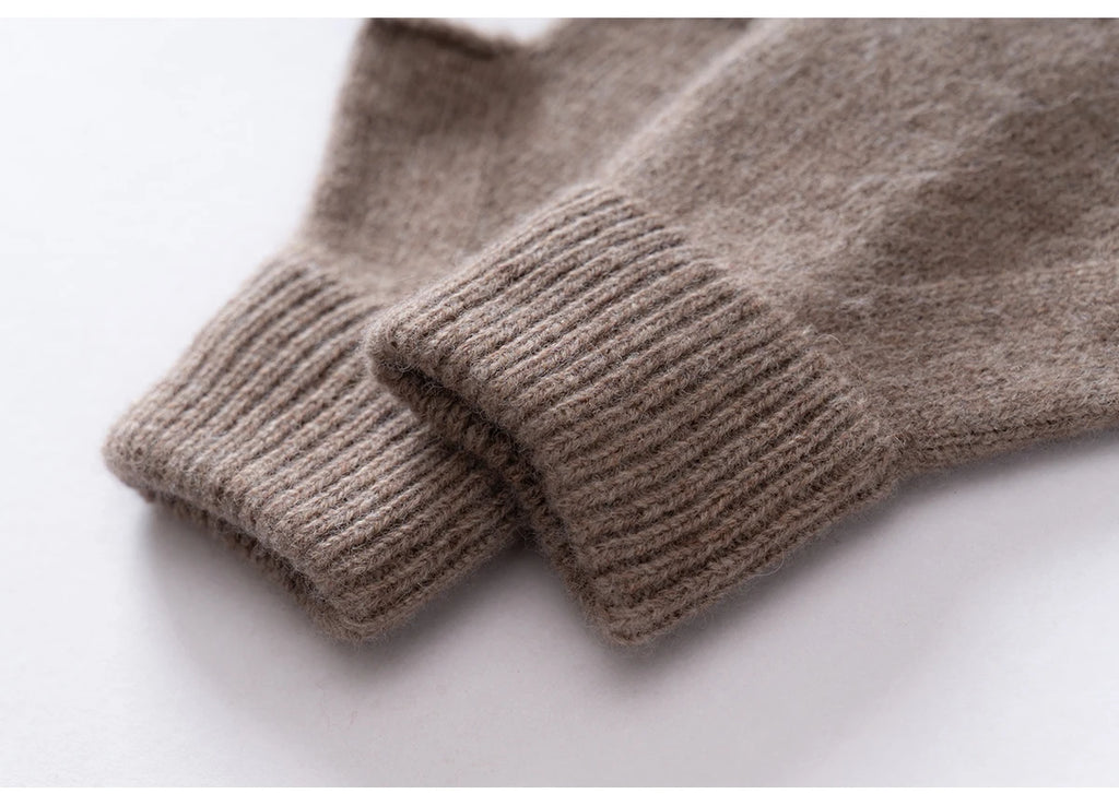 2025 Winter Women 100% Merino Wool Mitts 15cm Knitted Fingerless Gloves Thermal Gloves Semi Finger Lengthen Mittens Arm Warmers