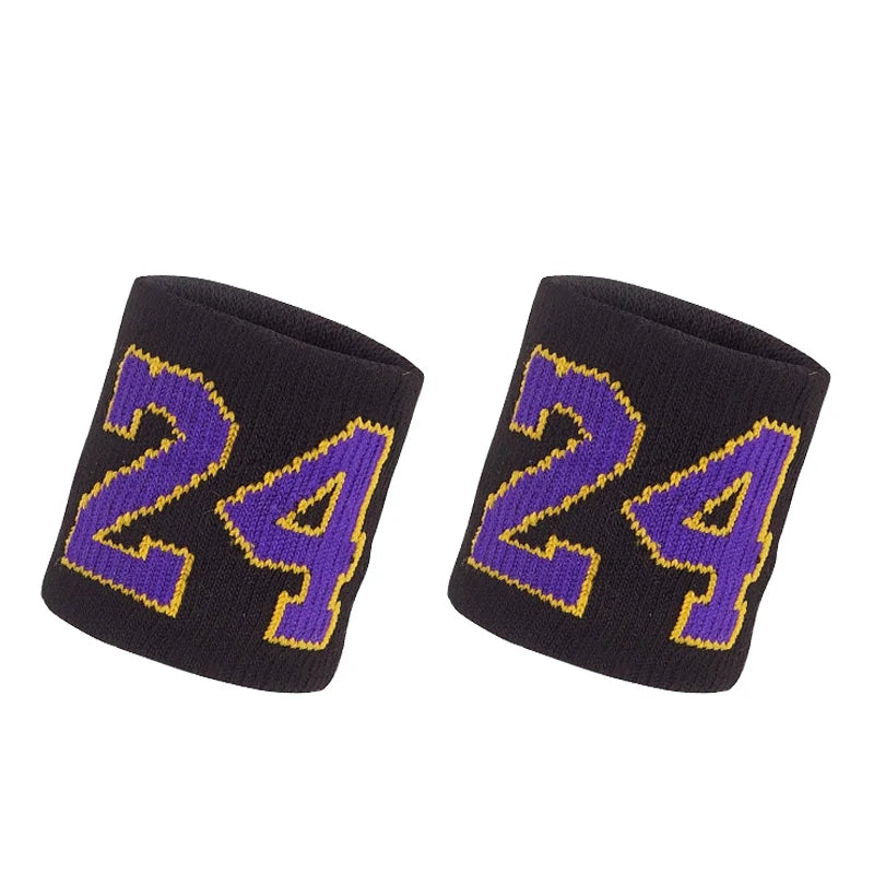 1 Pair Basketball Fitness Wristband Sport Sweatband Number 24 Sweat Wrist Support Brace Suitable For Gym Volleyball Safety Wrist