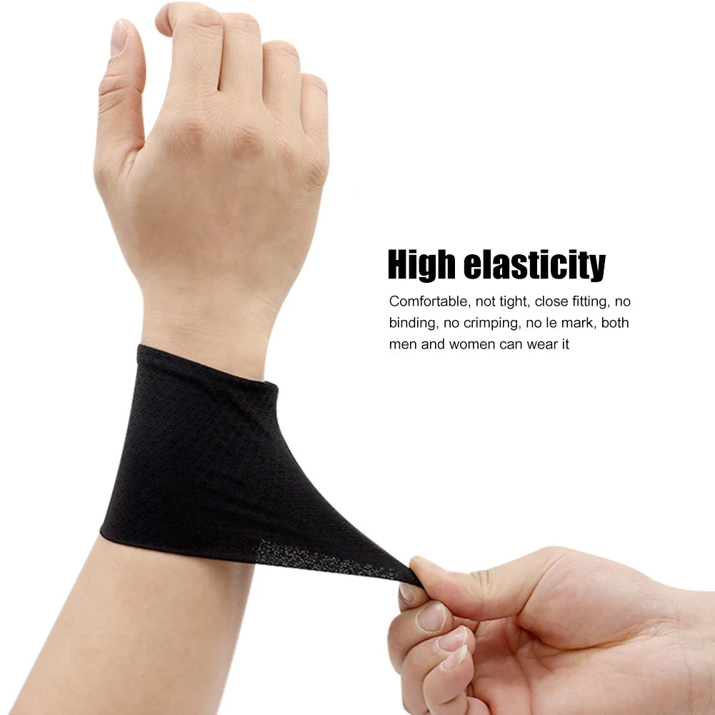 1 Pair Elastic Wristband Wrist Brace Breathable Summer Ice Silk Cooling Sweat-absorbent Sports Cycling Running Wrist Straps